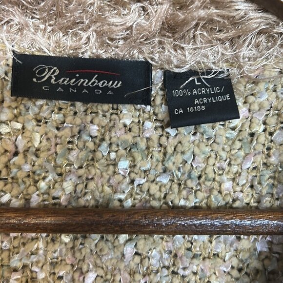 Rainbow Nubby Faux Fur Cardigan Neutral Size L - Picture 6 of 7